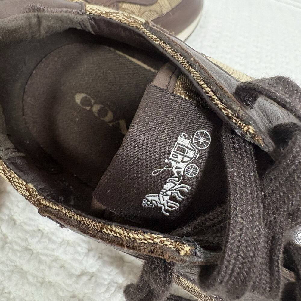COACH Farah Women's Retro Sneakers Brown & Khaki 6B Signature C Leather Jacquard - Picture 15 of 16